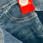 Spanx NEW  Cropped Flare Raw Hem Jeans 2-Toned Medium Dark Wash Minimalist Small Photo 4