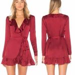 Lovers + Friends Flynn Wrap Mini Dress Size Small Burgundy Wine Photo 1