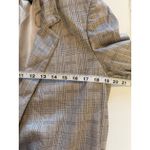 ZARA Blazer Women's M Plaid Gray Faux Suede Ruched Sleeve Long Line Open Front Photo 8