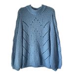 H&M S4 Baby Blue Crochet Knitted Oversized Slouchy Sweater Photo 1