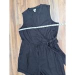 A New Day ‎ Linen Blend Wrap Romper Black Sleeveless Women's Size L Photo 8