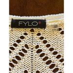 FYLO Ivory Open Crochet Knit Long Sleeve Round Neck Pullover Sweater Size‎ S White Photo 7