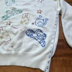 Ivory Knit Blue B Howdy Metallic Embroidered Sweater in size Small White Photo 4