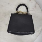 Vintage Italian Mini Black Leather Top Handle Bag Gold Buckle Made in Italy Photo 6