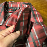 Preston & York  Plaid Button Up Lightweight Jacket Red Black Holiday Career Sz 8 Photo 2