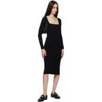 Rag and Bone NWT Black Asher Rib Knit Long Sleeve Square Neck Bodycon Midi Dress S Photo 3