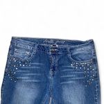 Y2k blue low rise bermuda denim shorts with bedazzled and studded details Size 12 Photo 3