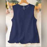 SheIn  Navy Blue Holidaya Plus Solid Eyelet Embroidery Tank Top Photo 1
