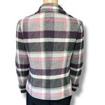 CAbi Womens Wool Blend Jacket Coat Double Breasted Plaid Purple Gray Size 4 Photo 2