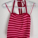 Cotton Candy LA Square Neck Tie Halter Crop Tank Top Pink Stripe Sweater Size M Size M Photo 0