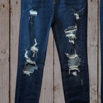 Wild Fable High Rise Skinny Dark‎ Wash Distressed Denim Jeans, Trendy Size 8 # Blue Photo 0