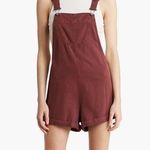 Roxy NWT  Women's Silver Sky Again Bib Overall Shorts In Chocolate Burgundy Photo 0