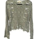 Rebellion Sage Green Open Knit Witchy Boho Flare Sleeve Beachy Top Forest Fairy Medium Photo 0