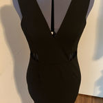 OBSESSION Black Cutout Bodycon V Neck Dress Size Large Photo 0