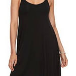 SO  Black Racerback Swing Dress W/ Built In Shelf Bra Sz L Photo 0