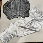 Abercrombie & Fitch Silver pants size 25 and sweater lot Photo 0
