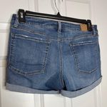 Aeropostale Low Rise Midi Distressed Blue Jean Cut Off Shorts Size 12 Cuffed Photo 2