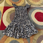 Mango MNG  Paisley Print Off The Shoulder Ruched Short Mini Dress Size 4 US Photo 0