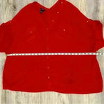 Alfani  Women’s Short Sleeve Blouse Full Button Front Back Top Red Shirt Size XL Photo 4