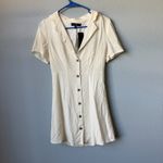 Lulus  Central Park Sweetie White Linen Collared Button-Up Mini Dress Photo 3