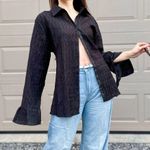 Princess Polly  Crinkle Textured Satin Snap Button Down Relaxed Fit Shirt 14 Photo 1