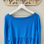 Free People  Pullover Long Sleeve Crop Top Blue Sz Small Photo 4