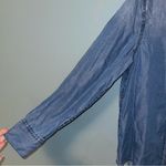 Sundance  Tessa Chambray Pleated Front Snap Button Long Sleeve Shirt Size Medium Photo 4