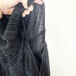 Saylor Midi Dress Alora Plissé One Shoulder SlitHem Black Metallic Size M0 Photo 5