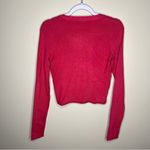 Garage  Pink Ribbed Long‎ Sleeve V-Neck Cardigan Photo 1