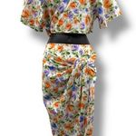 Giuseppe di Morabito Two Piece Set White Purple Orange Floral Crop Top Skirt NEW Size 2 Photo 0