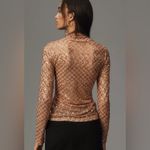 Pilcro Anthropologie Turtleneck Sequin Top Blouse Women's XS Light Sand Sheer Photo 3