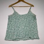 A New Day  Floral Leaf Patterned Green and Cream Top Photo 2