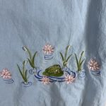 Jane Ashley  Blue Floral Frogs Embroidered Y2k 90s Top Button Up XL Shirt Sequins Photo 3