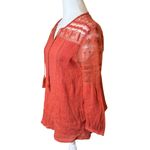 Garnet Hill Rust Orange Lace Shoulder Poet Blouse Size 2 Boho Bohemian Peasant Photo 4