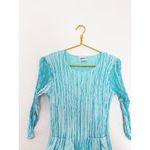 Alquema 3/4 Sleeve Smash Pocket Midi Dress Size Medium Glossy Ice Blue Crinkle Photo 3