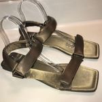 ZARA  Women’s Satin Olive Green Self-Fastener Ankle Strap Slide Sandals Photo 0