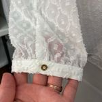 Talbots women’s white textured sheer lined long sleeve vneck blouse shirt medium Photo 1