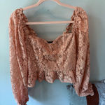 VICI BLUSH CROPPED LACE PEPLUM BLOUSE - BLUSH-SIZE MEDIUM🩷 Photo 6