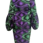 TribalbyN Purple Green African Print Crop Back Zip Size S Dress Photo 0