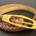Vintage Brown Snakeskin Leather Gold Photo 0