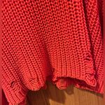 ZARA Flame Orange Distressed Ripped Oversized Cropped Knit Sweater Size Small Photo 14