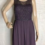 David's Bridal Purple Beaded Open Back Maxi Dress Photo 0