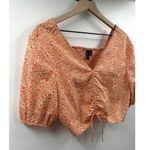 VERO MODA  Orange Floral Crop Puff Sleeve Top Size Extra Large Photo 1