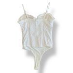 AQUA Eyelet Bustier Bodysuit Womens Size M White Cream Boho Minimalist Photo 5