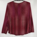 Worthington  Lace Up Neck Womens Top Sz 3X Boho Flowy Burgundy Office Striped Photo 4