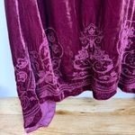 Johnny Was Floral Embroidered Dress Womens Burgundy Tank Midi Sleeveless Velvet Photo 6