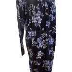 Aria  WARM FUZZY BLUE ROSE FLORAL 3/4 BUTTON NECK NIGHTGOWN WOMENS MEDIUM Photo 1