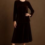 Eileen Fisher  Velvet Skirt Set Dark Brown Size Large Photo 0