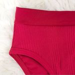 l*space L* Frenchi Bottom Bitsy Cut High Waist Bikini Pointelle Rib Red Large New Photo 8