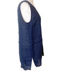 Lafayette 148  linen scoopneck tank top navy blue sz S small Photo 1